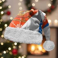 Nicaragua Christmas Santa Hat with Jaguar in Sleigh Christmas Tree Snowflakes and Flag Colors Design - Wonder Print Shop