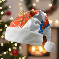 Nicaragua Christmas Santa Hat with Jaguar in Sleigh Christmas Tree Snowflakes and Flag Colors Design - Wonder Print Shop