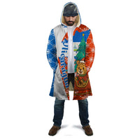 Nicaragua Christmas Cloak with Jaguar in Sleigh Christmas Tree Snowflakes and Flag Colors Design - Wonder Print Shop