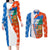 Nicaragua Christmas Couples Matching Long Sleeve Bodycon Dress and Long Sleeve Button Shirt with Jaguar in Sleigh Christmas Tree Snowflakes and Flag Colors Design - Wonder Print Shop