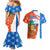 Nicaragua Christmas Couples Matching Mermaid Dress and Hawaiian Shirt with Jaguar in Sleigh Christmas Tree Snowflakes and Flag Colors Design - Wonder Print Shop