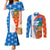 Nicaragua Christmas Couples Matching Mermaid Dress and Long Sleeve Button Shirt with Jaguar in Sleigh Christmas Tree Snowflakes and Flag Colors Design - Wonder Print Shop