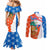 Nicaragua Christmas Couples Matching Mermaid Dress and Long Sleeve Button Shirt with Jaguar in Sleigh Christmas Tree Snowflakes and Flag Colors Design - Wonder Print Shop