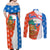 Nicaragua Christmas Couples Matching Off Shoulder Maxi Dress and Long Sleeve Button Shirt with Jaguar in Sleigh Christmas Tree Snowflakes and Flag Colors Design - Wonder Print Shop