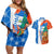 Nicaragua Christmas Couples Matching Off Shoulder Short Dress and Hawaiian Shirt with Jaguar in Sleigh Christmas Tree Snowflakes and Flag Colors Design - Wonder Print Shop