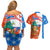 Nicaragua Christmas Couples Matching Off Shoulder Short Dress and Hawaiian Shirt with Jaguar in Sleigh Christmas Tree Snowflakes and Flag Colors Design - Wonder Print Shop
