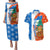 Nicaragua Christmas Couples Matching Puletasi and Hawaiian Shirt with Jaguar in Sleigh Christmas Tree Snowflakes and Flag Colors Design - Wonder Print Shop