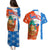 Nicaragua Christmas Couples Matching Puletasi and Hawaiian Shirt with Jaguar in Sleigh Christmas Tree Snowflakes and Flag Colors Design - Wonder Print Shop