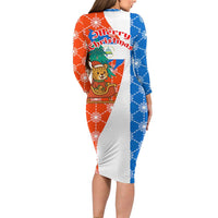 Nicaragua Christmas Family Matching Long Sleeve Bodycon Dress and Hawaiian Shirt with Jaguar in Sleigh Christmas Tree Snowflakes and Flag Colors Design - Wonder Print Shop