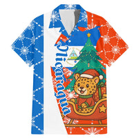 Nicaragua Christmas Family Matching Mermaid Dress and Hawaiian Shirt with Jaguar in Sleigh Christmas Tree Snowflakes and Flag Colors Design - Wonder Print Shop