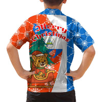 Nicaragua Christmas Family Matching Puletasi and Hawaiian Shirt with Jaguar in Sleigh Christmas Tree Snowflakes and Flag Colors Design - Wonder Print Shop