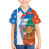 Nicaragua Christmas Family Matching Puletasi and Hawaiian Shirt with Jaguar in Sleigh Christmas Tree Snowflakes and Flag Colors Design - Wonder Print Shop