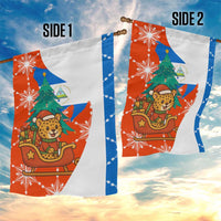 Nicaragua Christmas Garden Flag with Jaguar in Sleigh Christmas Tree Snowflakes and Flag Colors Design - Wonder Print Shop