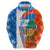 Nicaragua Christmas Hoodie with Jaguar in Sleigh Christmas Tree Snowflakes and Flag Colors Design - Wonder Print Shop
