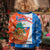 Nicaragua Christmas Kid Ugly Christmas Sweater with Jaguar in Sleigh Christmas Tree Snowflakes and Flag Colors Design - Wonder Print Shop