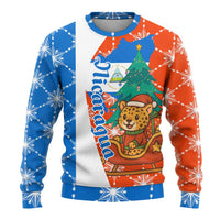 Nicaragua Christmas Ugly Christmas Sweater with Jaguar in Sleigh Christmas Tree Snowflakes and Flag Colors Design - Wonder Print Shop