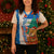 Nicaragua Christmas Knitted V-Neck Vest with Jaguar in Sleigh Christmas Tree Snowflakes and Flag Colors Design - Wonder Print Shop
