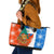 Nicaragua Christmas Leather Tote Bag with Jaguar in Sleigh Christmas Tree Snowflakes and Flag Colors Design - Wonder Print Shop