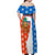 Nicaragua Christmas Off Shoulder Maxi Dress with Jaguar in Sleigh Christmas Tree Snowflakes and Flag Colors Design - Wonder Print Shop