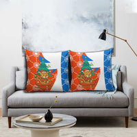 Nicaragua Christmas Pillow Cover with Jaguar in Sleigh Christmas Tree Snowflakes and Flag Colors Design - Wonder Print Shop