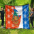 Nicaragua Christmas Quilt with Jaguar in Sleigh Christmas Tree Snowflakes and Flag Colors Design - Wonder Print Shop