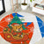 Nicaragua Christmas Round Carpet with Jaguar in Sleigh Christmas Tree Snowflakes and Flag Colors Design - Wonder Print Shop