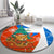 Nicaragua Christmas Round Carpet with Jaguar in Sleigh Christmas Tree Snowflakes and Flag Colors Design - Wonder Print Shop