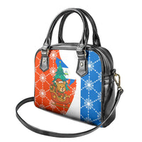 Nicaragua Christmas Shoulder Handbag with Jaguar in Sleigh Christmas Tree Snowflakes and Flag Colors Design - Wonder Print Shop
