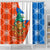 Nicaragua Christmas Shower Curtain with Jaguar in Sleigh Christmas Tree Snowflakes and Flag Colors Design - Wonder Print Shop
