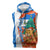 Nicaragua Christmas Sleeveless Hoodie with Jaguar in Sleigh Christmas Tree Snowflakes and Flag Colors Design - Wonder Print Shop