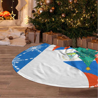 Nicaragua Christmas Tree Skirt with Jaguar in Sleigh Christmas Tree Snowflakes and Flag Colors Design - Wonder Print Shop