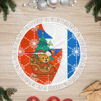 Nicaragua Christmas Tree Skirt with Jaguar in Sleigh Christmas Tree Snowflakes and Flag Colors Design - Wonder Print Shop