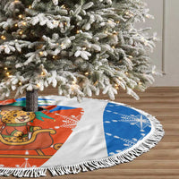 Nicaragua Christmas Tree Skirt with Jaguar in Sleigh Christmas Tree Snowflakes and Flag Colors Design - Wonder Print Shop