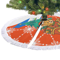 Nicaragua Christmas Tree Skirt with Jaguar in Sleigh Christmas Tree Snowflakes and Flag Colors Design - Wonder Print Shop