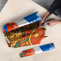 Nicaragua Christmas Umbrella with Jaguar in Sleigh Christmas Tree Snowflakes and Flag Colors Design - Wonder Print Shop