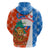 Nicaragua Christmas Zip Hoodie with Jaguar in Sleigh Christmas Tree Snowflakes and Flag Colors Design - Wonder Print Shop
