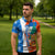 Nicaragua Christmas Zipper Polo Shirt with Jaguar in Sleigh Christmas Tree Snowflakes and Flag Colors Design - Wonder Print Shop