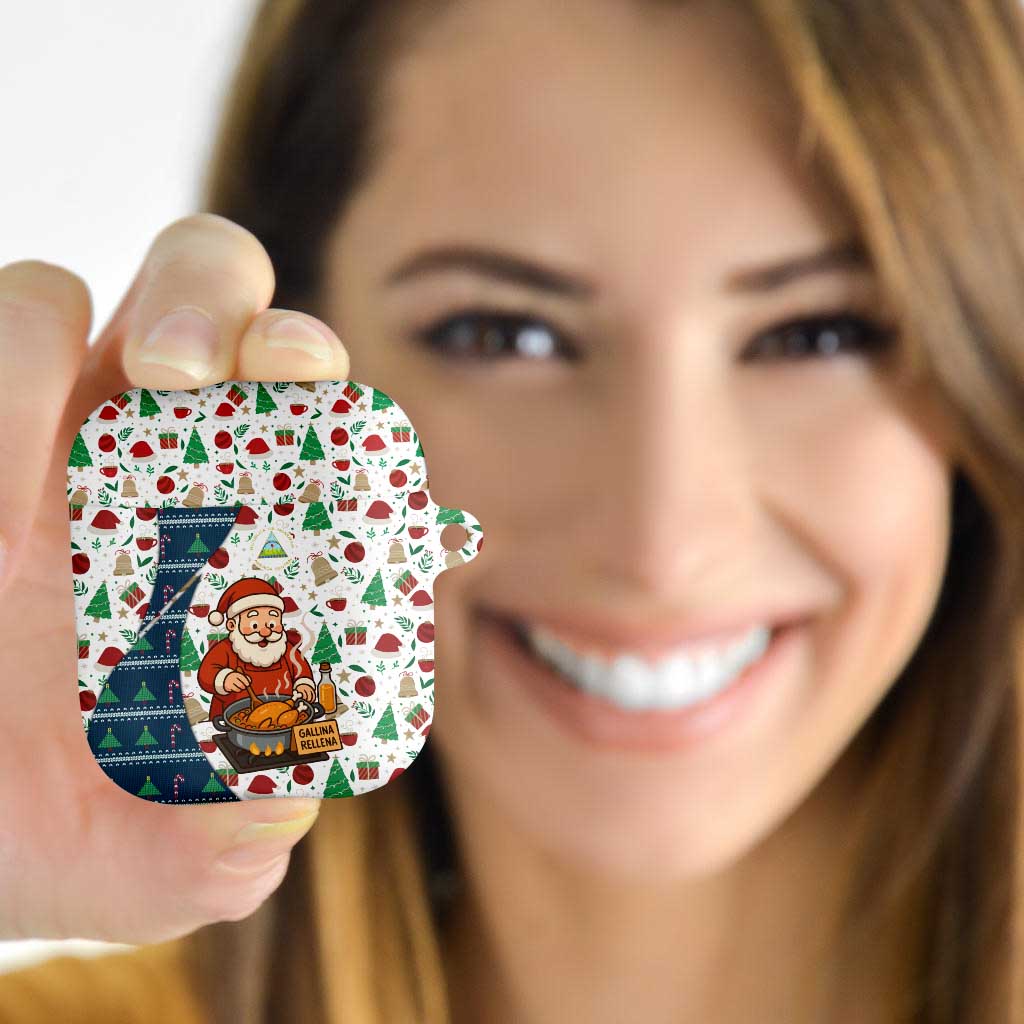 Nicaragua Christmas AirPods Case with Santa Cooking Gallina Rellena Tree Flag and Festive Icons Design - Wonder Print Shop