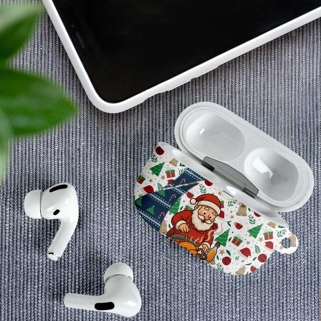 Nicaragua Christmas AirPods Case with Santa Cooking Gallina Rellena Tree Flag and Festive Icons Design - Wonder Print Shop