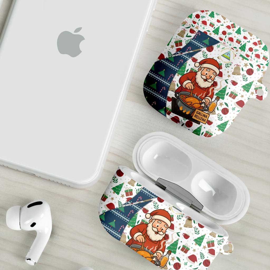 Nicaragua Christmas AirPods Case with Santa Cooking Gallina Rellena Tree Flag and Festive Icons Design - Wonder Print Shop