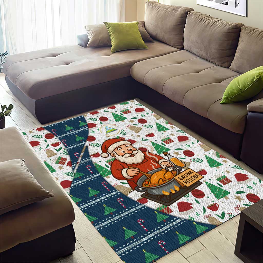 Nicaragua Christmas Area Rug with Santa Cooking Gallina Rellena Tree Flag and Festive Icons Design - Wonder Print Shop