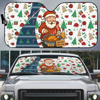Nicaragua Christmas Auto Sun Shade with Santa Cooking Gallina Rellena Tree Flag and Festive Icons Design - Wonder Print Shop