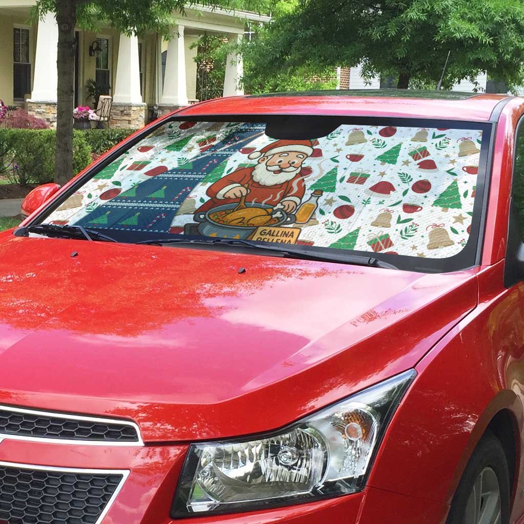 Nicaragua Christmas Auto Sun Shade with Santa Cooking Gallina Rellena Tree Flag and Festive Icons Design - Wonder Print Shop