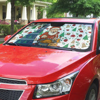 Nicaragua Christmas Auto Sun Shade with Santa Cooking Gallina Rellena Tree Flag and Festive Icons Design - Wonder Print Shop