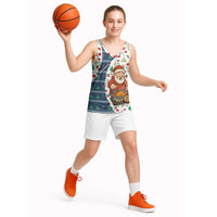 Nicaragua Christmas Basketball Jersey with Santa Cooking Gallina Rellena Tree Flag and Festive Icons Design - Wonder Print Shop