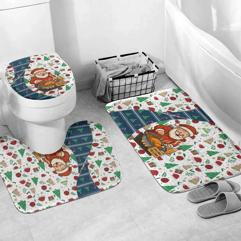 Nicaragua Christmas Bathroom Set with Santa Cooking Gallina Rellena Tree Flag and Festive Icons Design - Wonder Print Shop