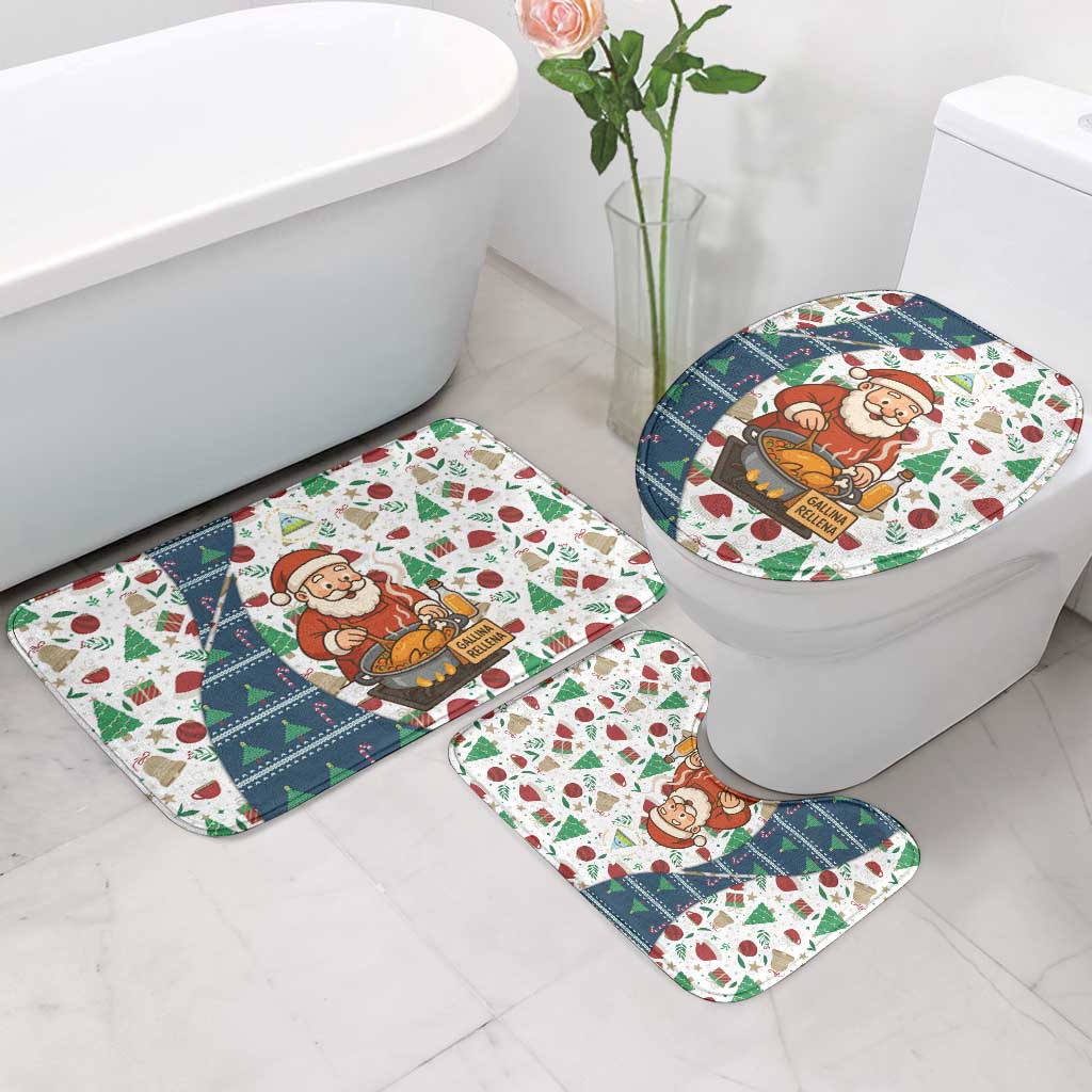 Nicaragua Christmas Bathroom Set with Santa Cooking Gallina Rellena Tree Flag and Festive Icons Design - Wonder Print Shop