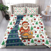 Nicaragua Christmas Bedding Set with Santa Cooking Gallina Rellena Tree Flag and Festive Icons Design - Wonder Print Shop