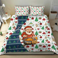 Nicaragua Christmas Bedding Set with Santa Cooking Gallina Rellena Tree Flag and Festive Icons Design - Wonder Print Shop