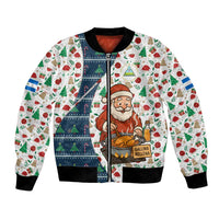 Nicaragua Christmas Bomber Jacket with Santa Cooking Gallina Rellena Tree Flag and Festive Icons Design - Wonder Print Shop